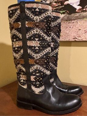 Frye Jayden Navajo Studded Tall Boots Size 8